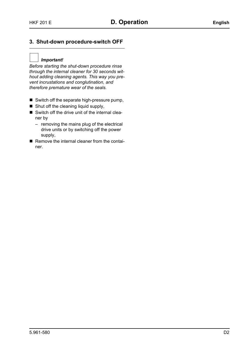 D. operation | Karcher HKF 201 E User Manual | Page 33 / 160