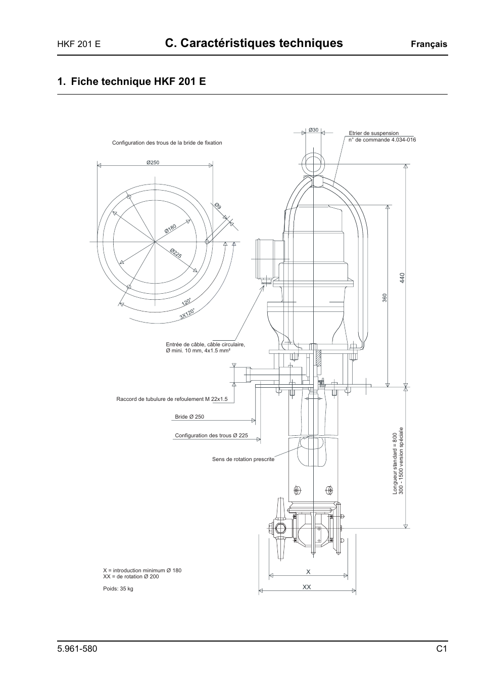 C. caractéristiques techniques, Fiche technique hkf 201 e | Karcher HKF 201 E User Manual | Page 47 / 160