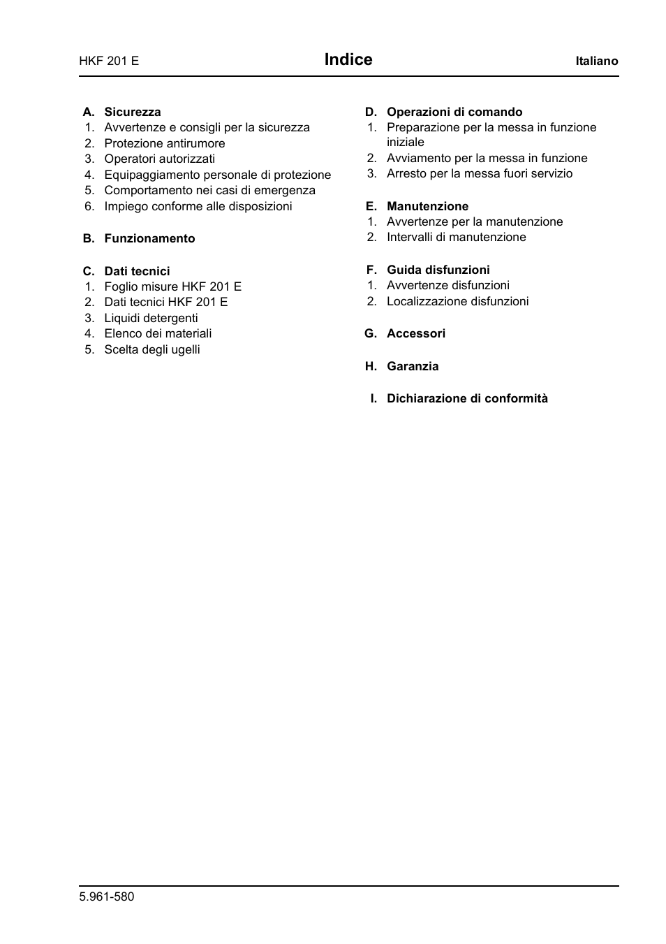 Indice | Karcher HKF 201 E User Manual | Page 63 / 160