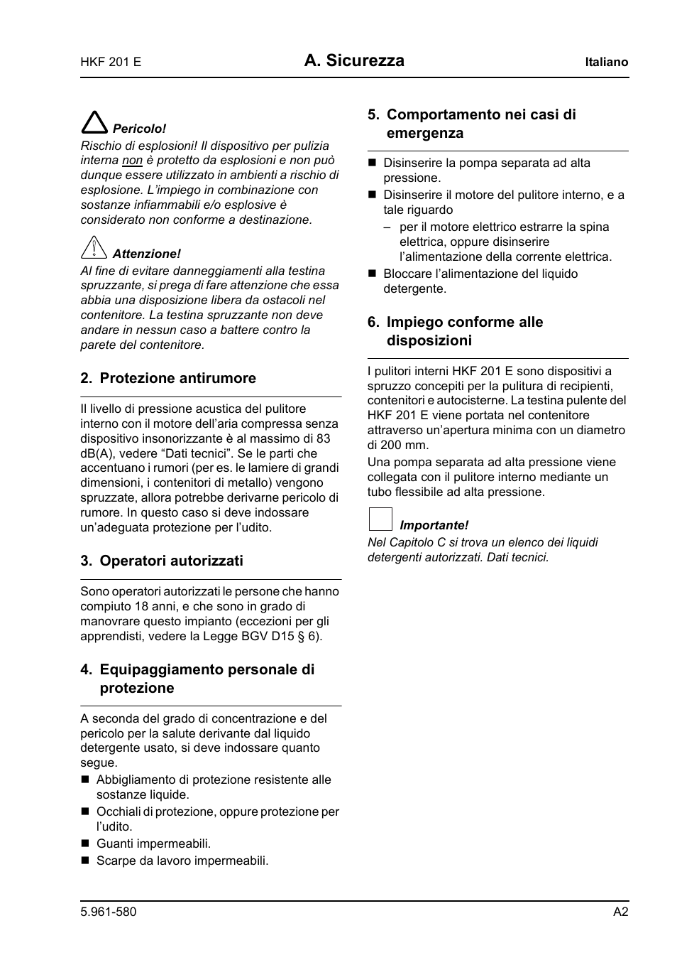 A. sicurezza | Karcher HKF 201 E User Manual | Page 65 / 160