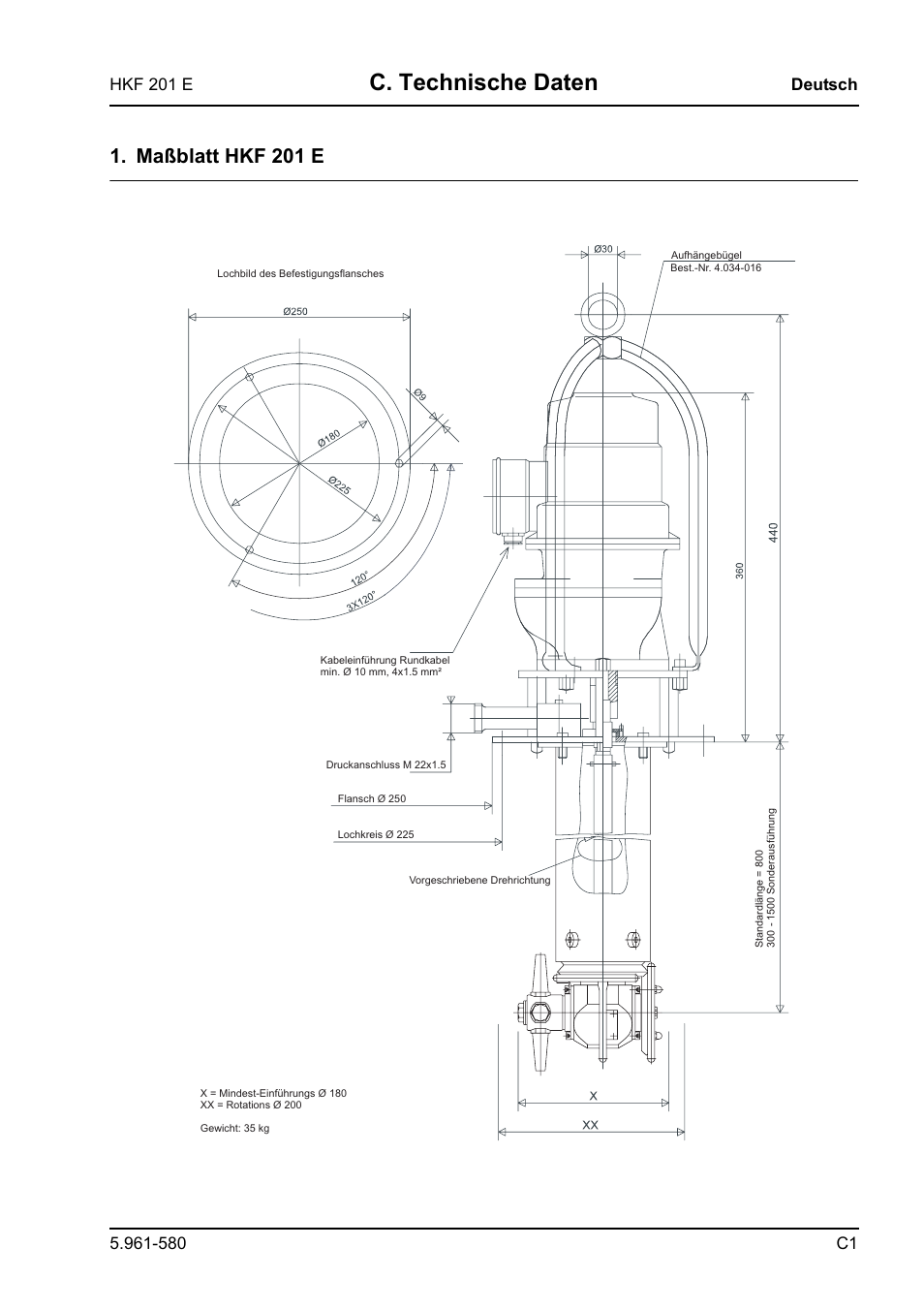 C. technische daten, Maßblatt hkf 201 e | Karcher HKF 201 E User Manual | Page 7 / 160