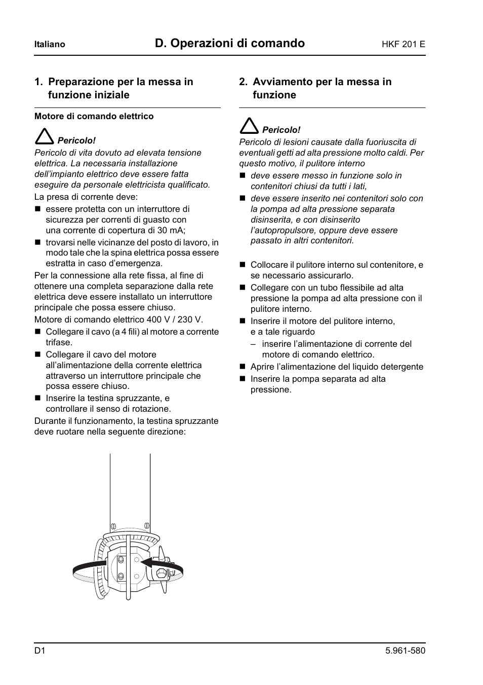 D. operazioni di comando | Karcher HKF 201 E User Manual | Page 72 / 160