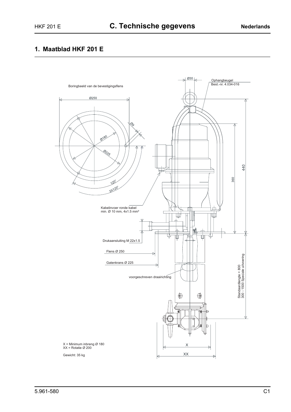 C. technische gegevens, Maatblad hkf 201 e | Karcher HKF 201 E User Manual | Page 87 / 160