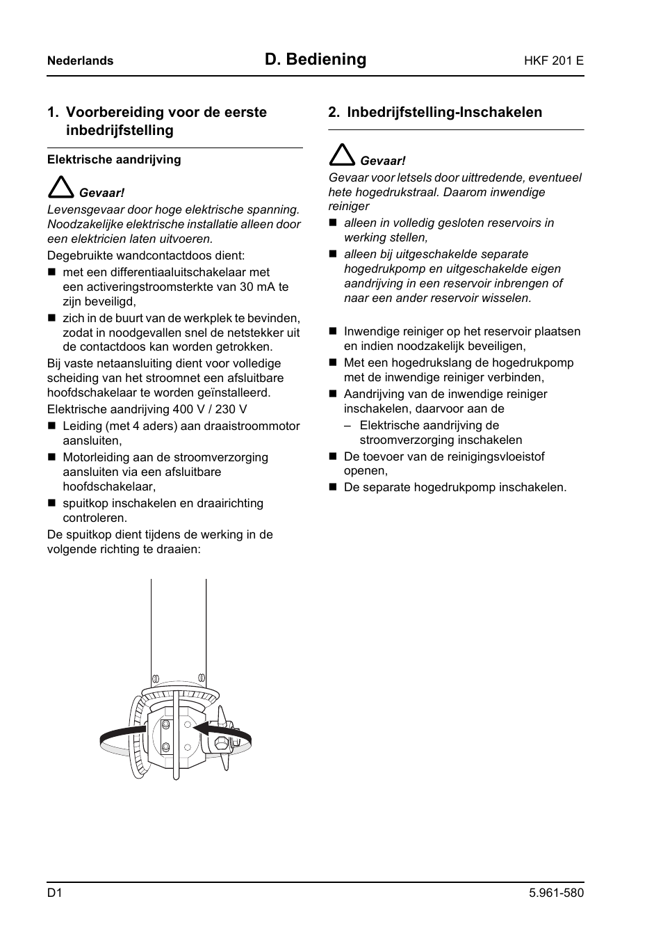 D. bediening | Karcher HKF 201 E User Manual | Page 92 / 160