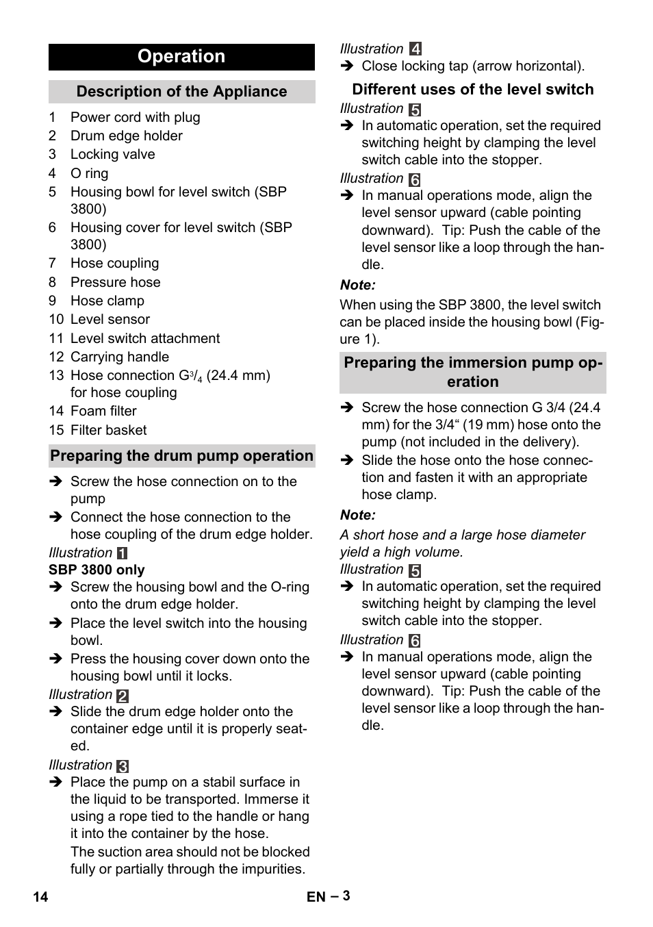 Operation | Karcher BP 1 Barrel Set User Manual | Page 14 / 68