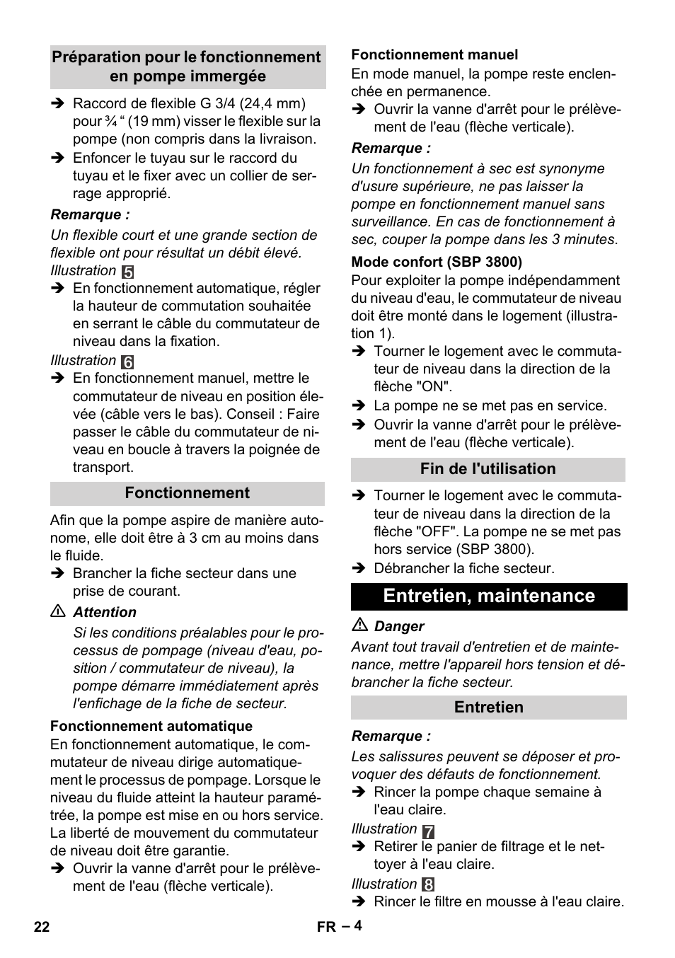 Entretien, maintenance | Karcher BP 1 Barrel Set User Manual | Page 22 / 68