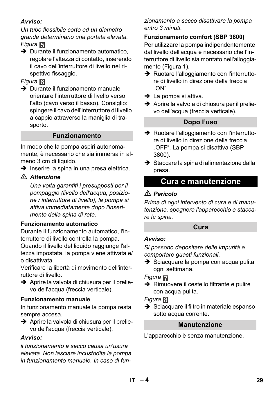 Cura e manutenzione | Karcher BP 1 Barrel Set User Manual | Page 29 / 68