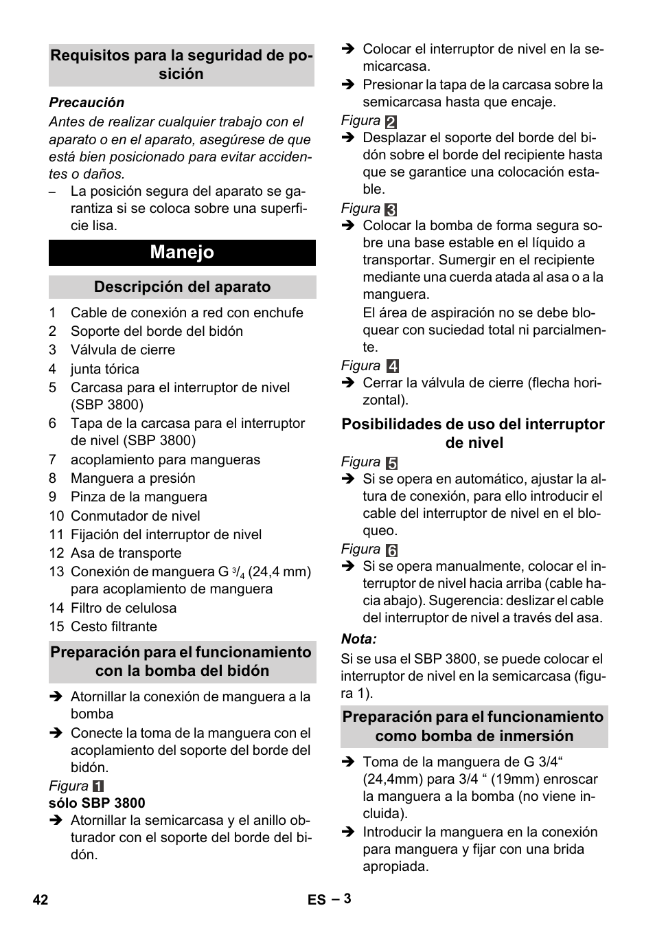 Manejo | Karcher BP 1 Barrel Set User Manual | Page 42 / 68