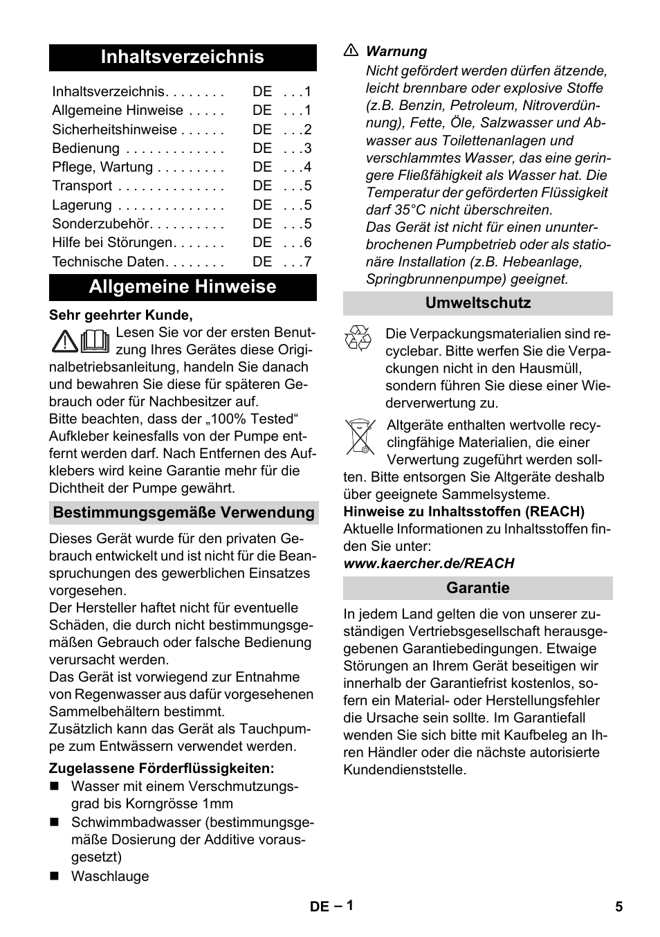 Karcher BP 1 Barrel Set User Manual | Page 5 / 68