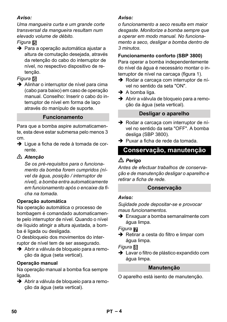 Conservação, manutenção | Karcher BP 1 Barrel Set User Manual | Page 50 / 68