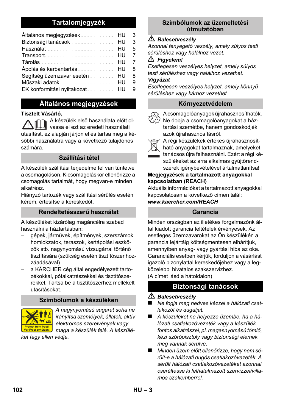 Magyar | Karcher K 2 Compact Car User Manual | Page 102 / 196