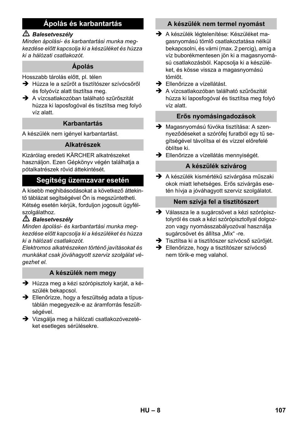 Karcher K 2 Compact Car User Manual | Page 107 / 196