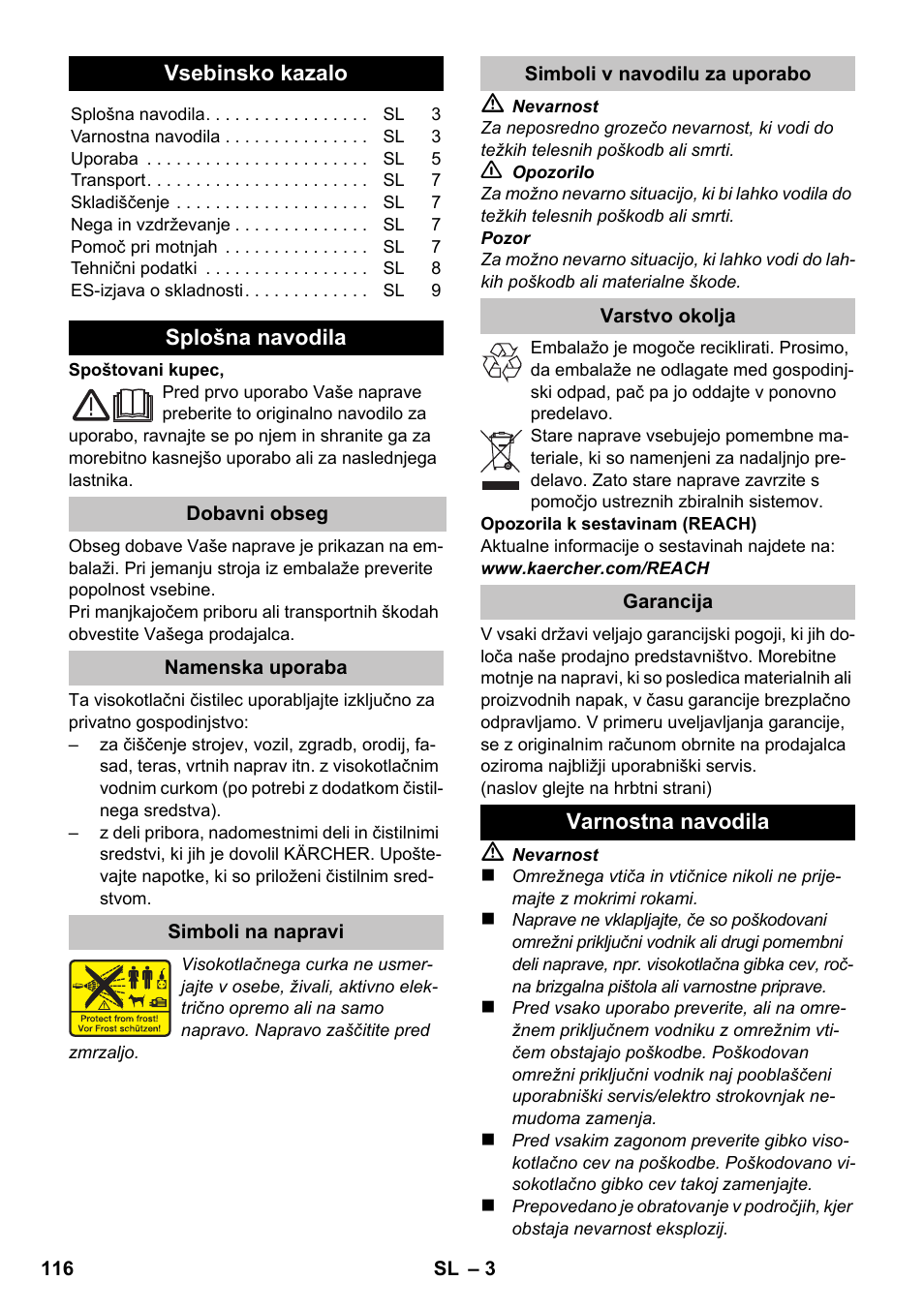 Slovenščina, Slovenčina | Karcher K 2 Compact Car User Manual | Page 116 / 196