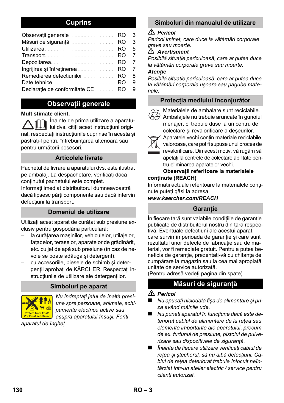 Româneşte | Karcher K 2 Compact Car User Manual | Page 130 / 196