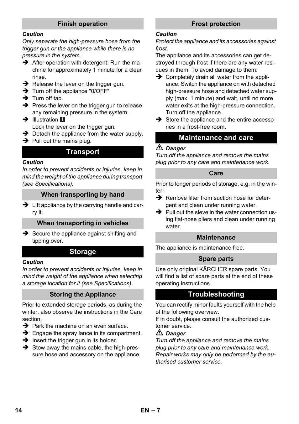 Karcher K 2 Compact Car User Manual | Page 14 / 196