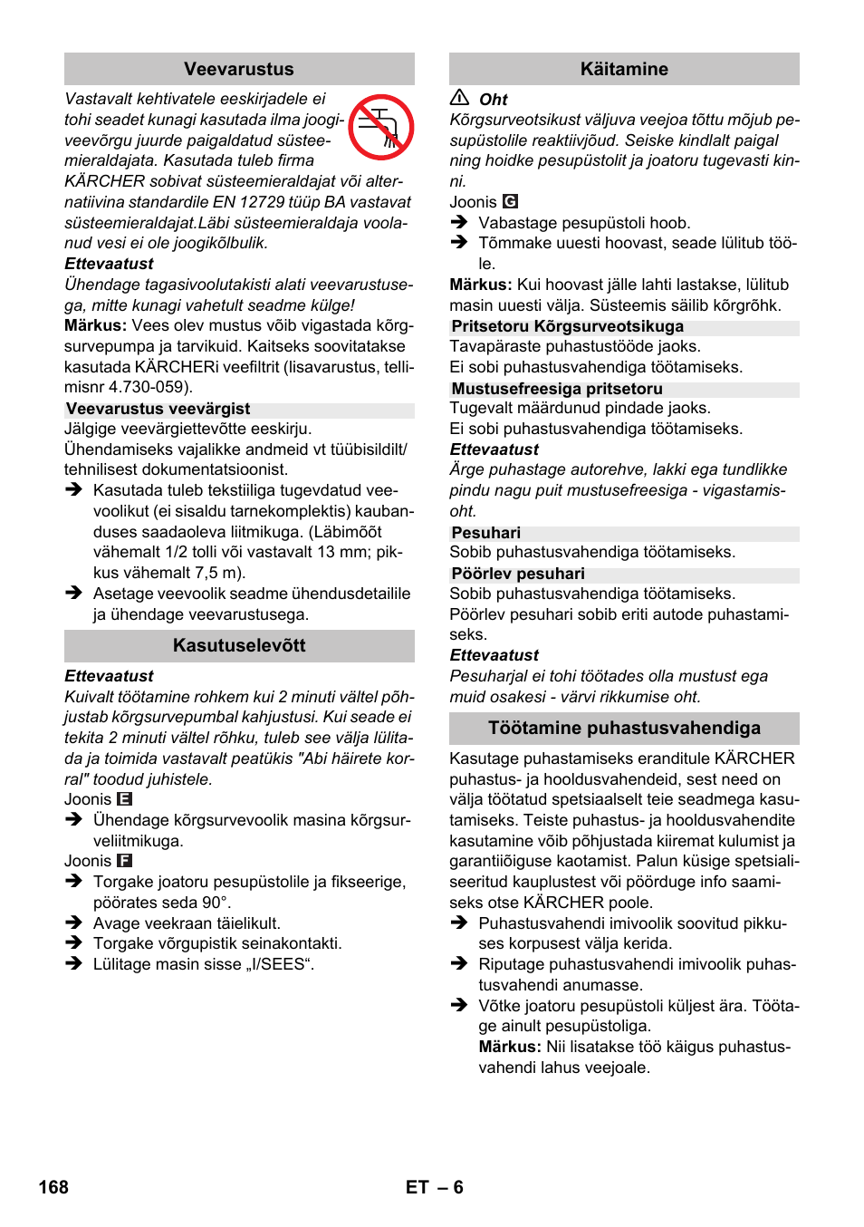 Karcher K 2 Compact Car User Manual | Page 168 / 196