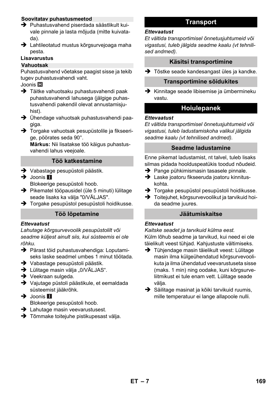 Karcher K 2 Compact Car User Manual | Page 169 / 196