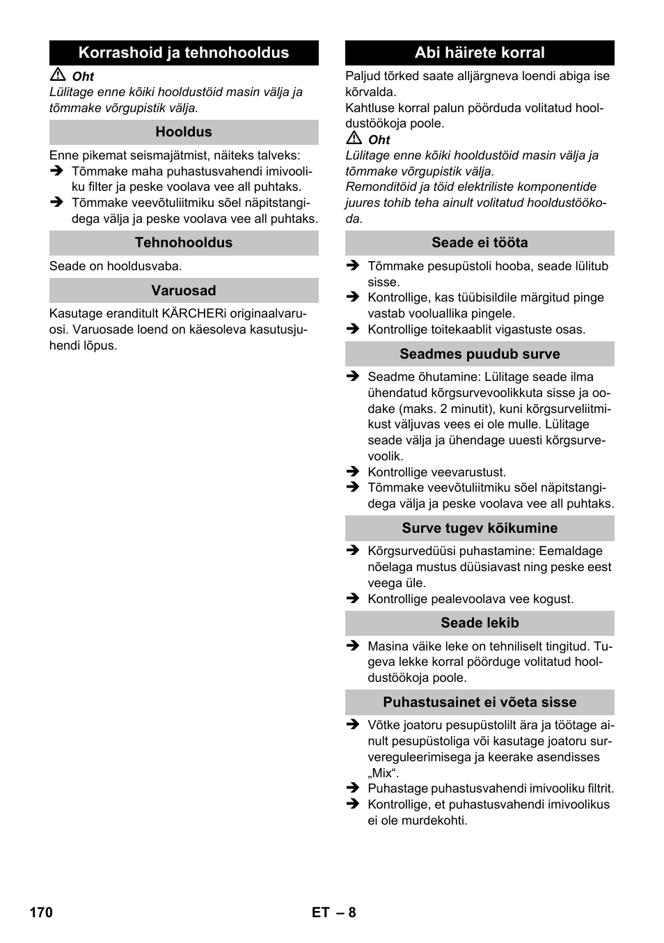 Karcher K 2 Compact Car User Manual | Page 170 / 196