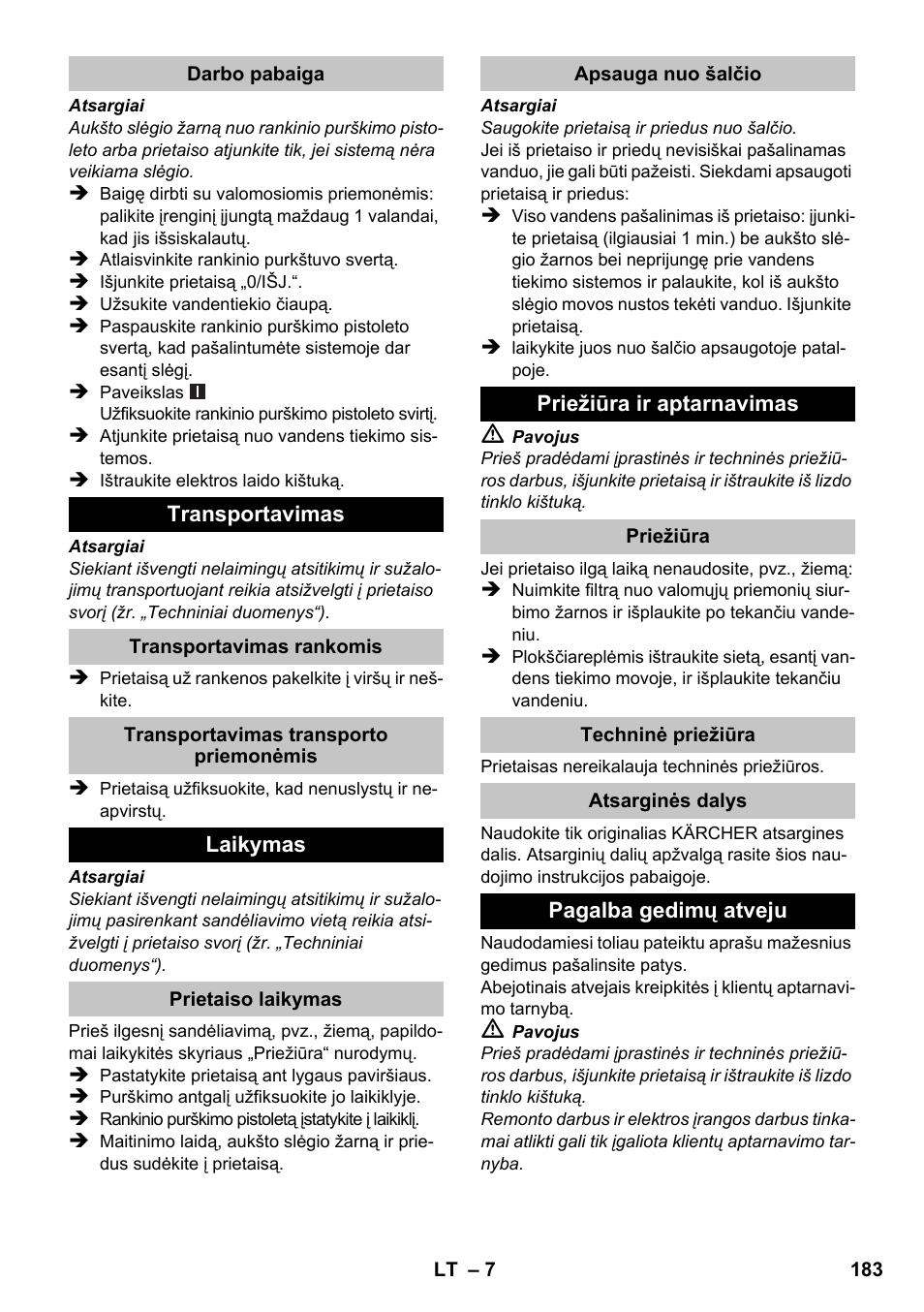 Karcher K 2 Compact Car User Manual | Page 183 / 196