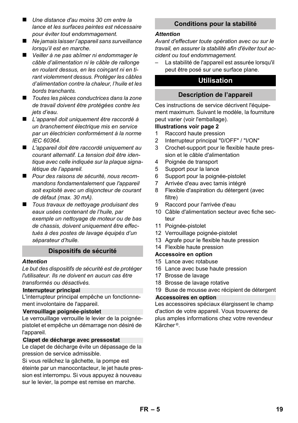 Utilisation | Karcher K 2 Compact Car User Manual | Page 19 / 196