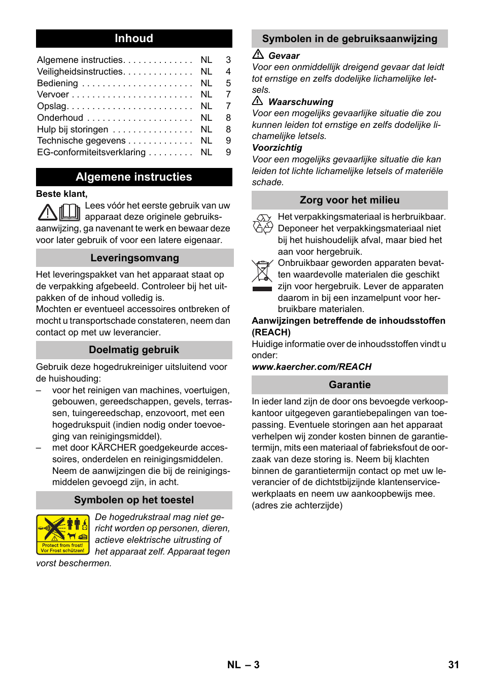 Nederlands, Dansk | Karcher K 2 Compact Car User Manual | Page 31 / 196