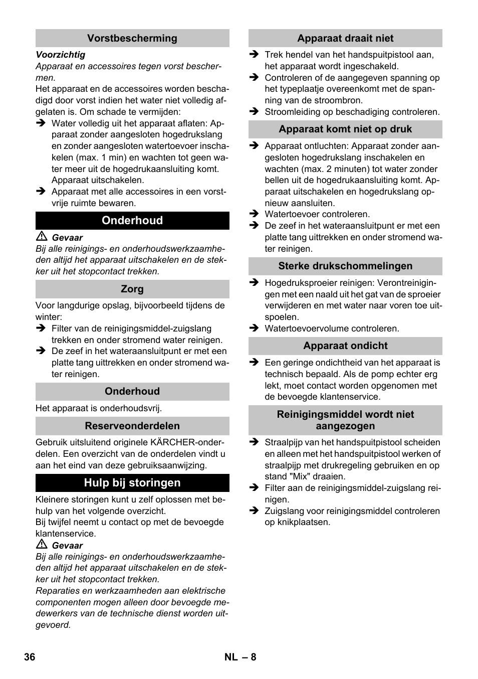 Karcher K 2 Compact Car User Manual | Page 36 / 196