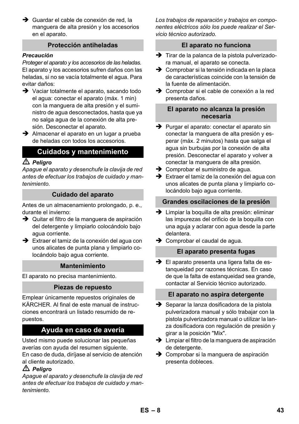 Karcher K 2 Compact Car User Manual | Page 43 / 196