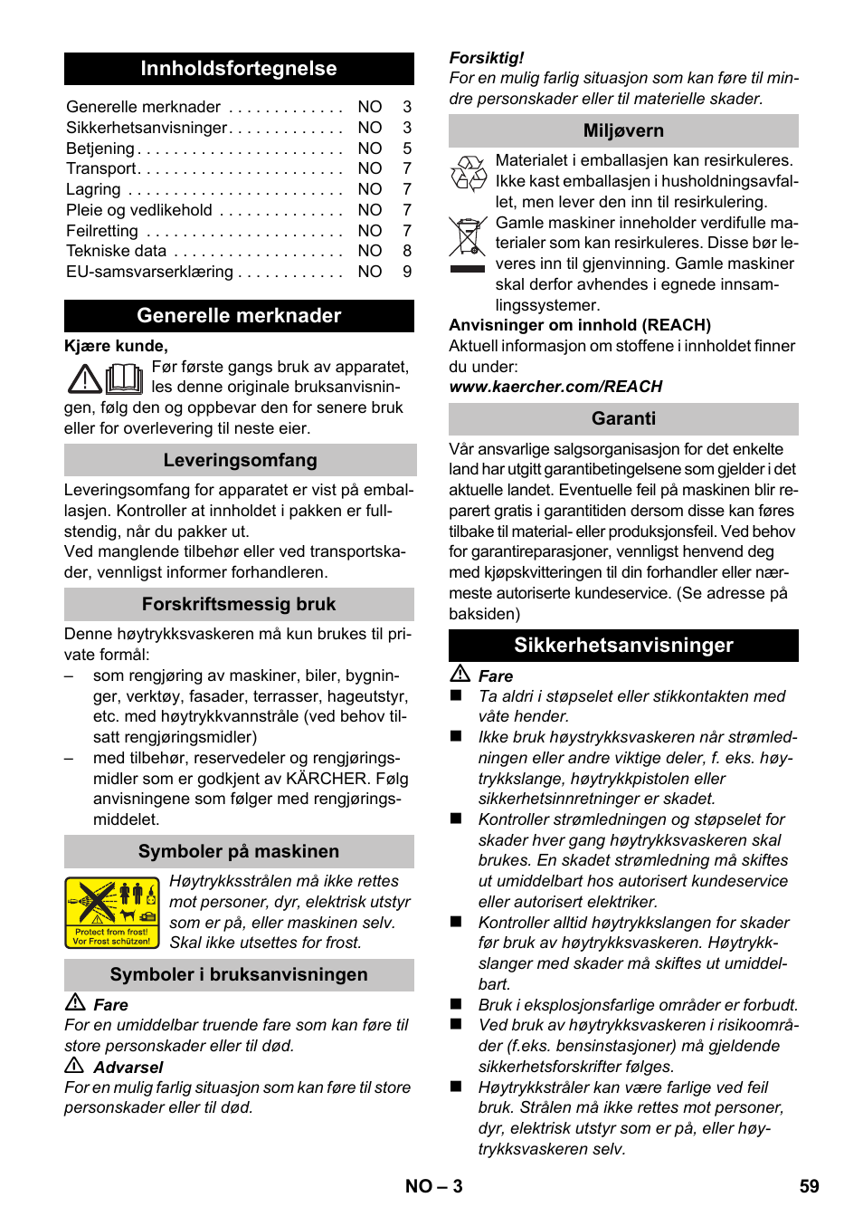 Norsk, Ελληνικά | Karcher K 2 Compact Car User Manual | Page 59 / 196