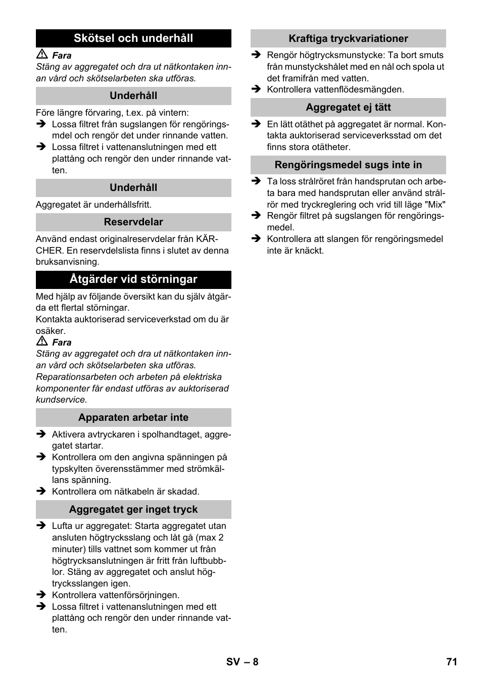 Karcher K 2 Compact Car User Manual | Page 71 / 196