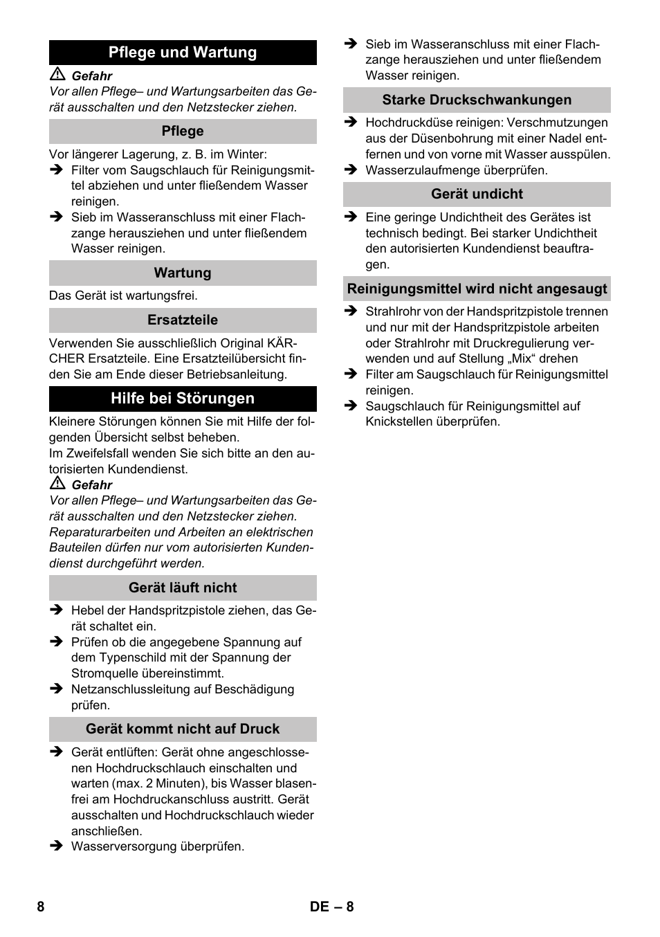 Karcher K 2 Compact Car User Manual | Page 8 / 196