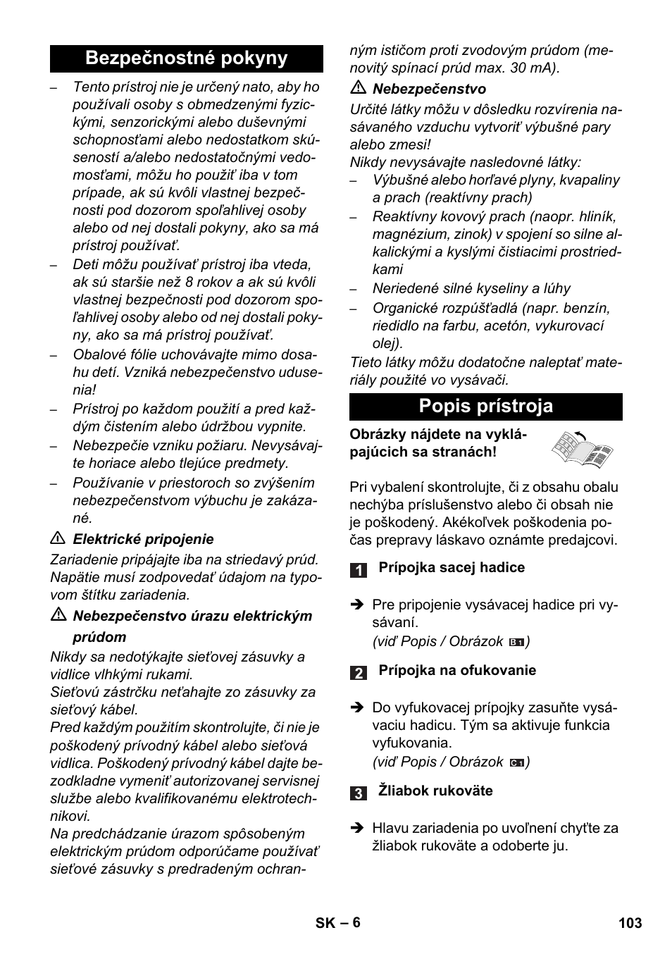 Bezpečnostné pokyny popis prístroja | Karcher WD 5-800 eco!ogic User Manual | Page 103 / 158