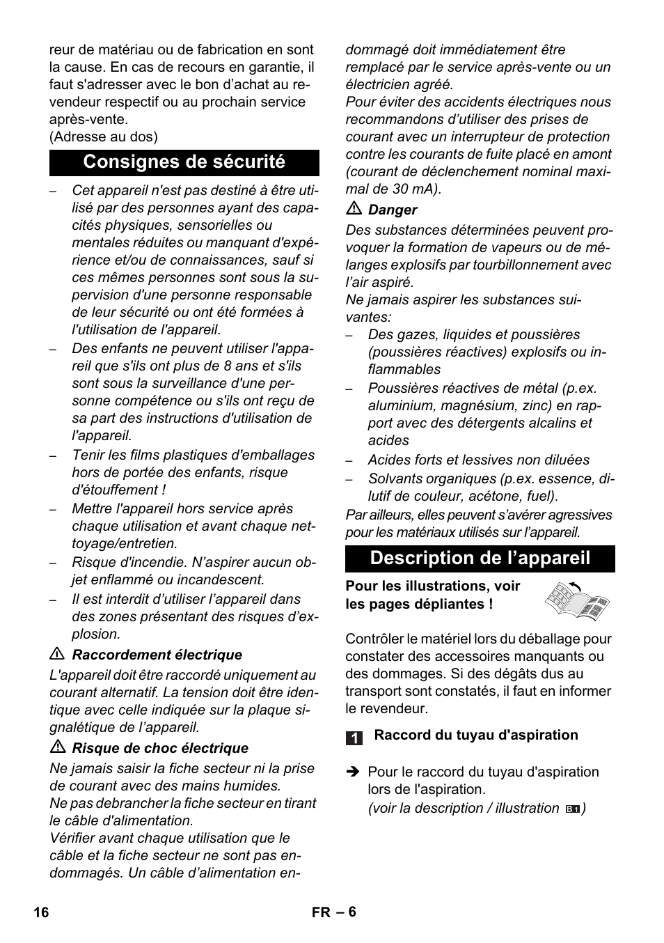 Consignes de sécurité description de l’appareil | Karcher WD 5-800 eco!ogic User Manual | Page 16 / 158