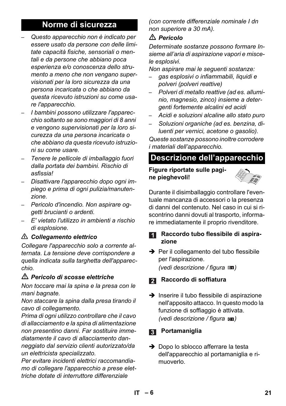 Norme di sicurezza descrizione dell’apparecchio | Karcher WD 5-800 eco!ogic User Manual | Page 21 / 158