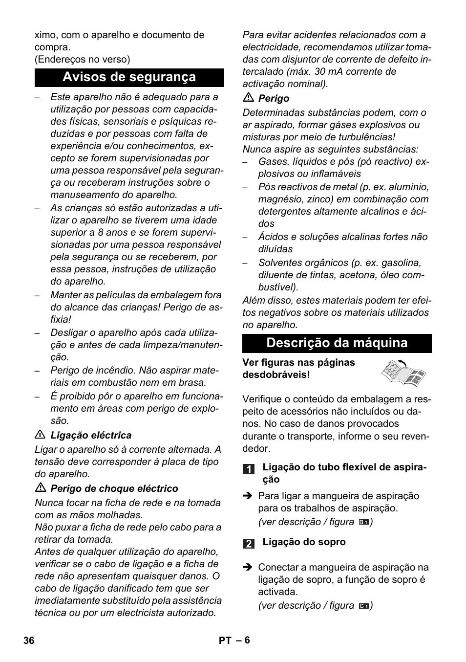 Avisos de segurança descrição da máquina | Karcher WD 5-800 eco!ogic User Manual | Page 36 / 158