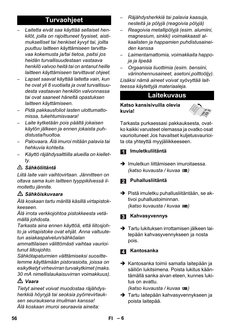 Turvaohjeet laitekuvaus | Karcher WD 5-800 eco!ogic User Manual | Page 56 / 158