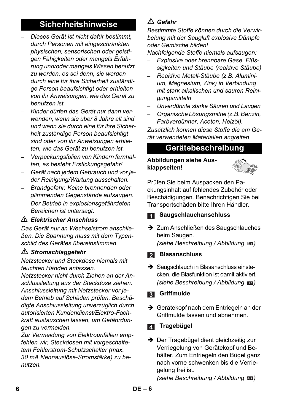 Sicherheitshinweise gerätebeschreibung | Karcher WD 5-800 eco!ogic User Manual | Page 6 / 158