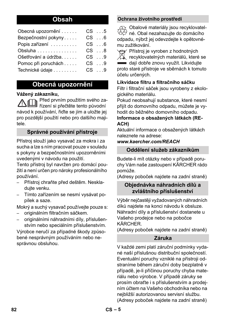 Karcher WD 5-800 eco!ogic User Manual | Page 82 / 158