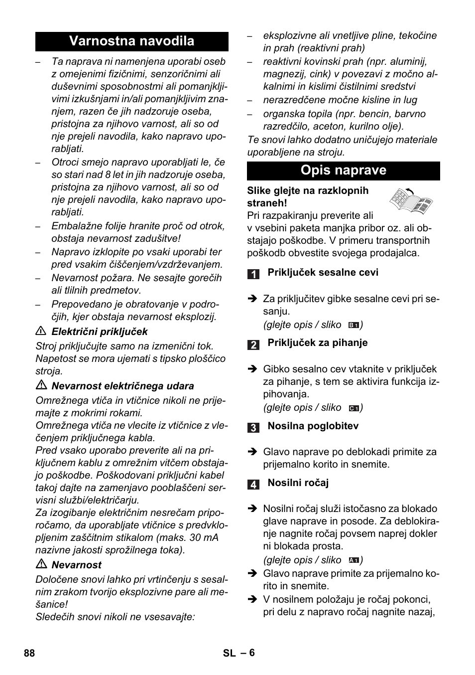 Varnostna navodila opis naprave | Karcher WD 5-800 eco!ogic User Manual | Page 88 / 158