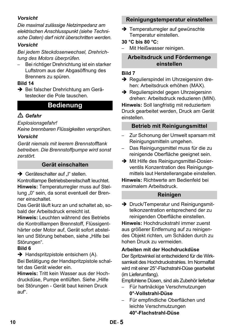 Bedienung | Karcher HDS 650 4M BASICEU-I User Manual | Page 10 / 328