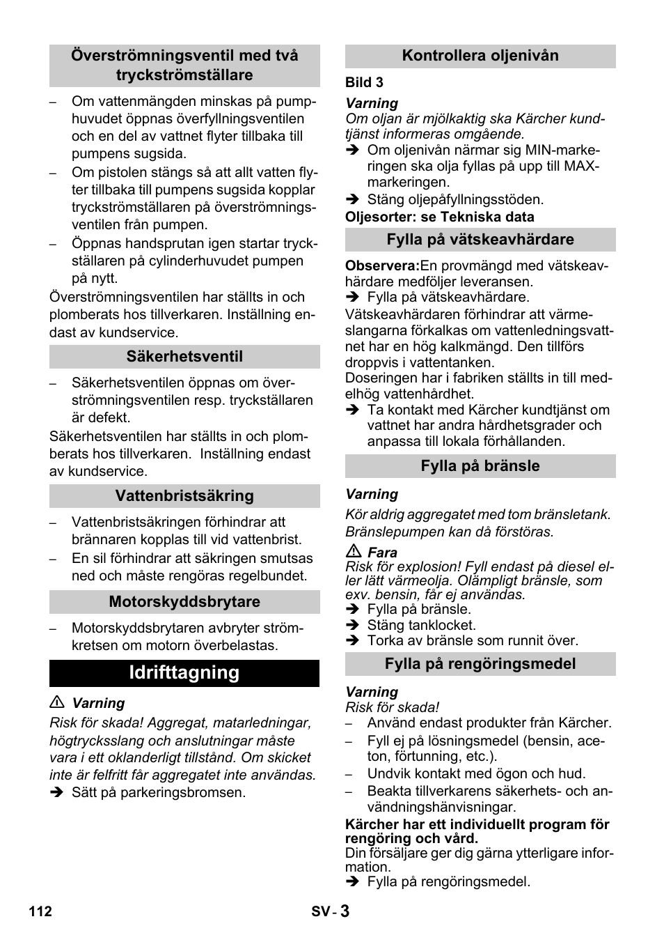 Idrifttagning | Karcher HDS 650 4M BASICEU-I User Manual | Page 112 / 328