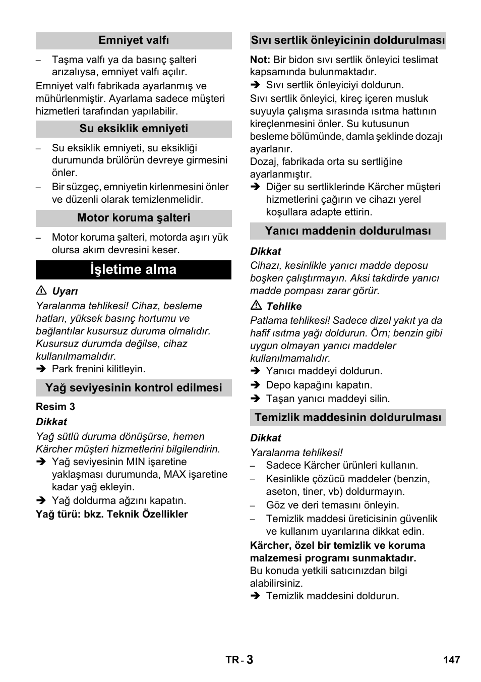 Işletime alma | Karcher HDS 650 4M BASICEU-I User Manual | Page 147 / 328