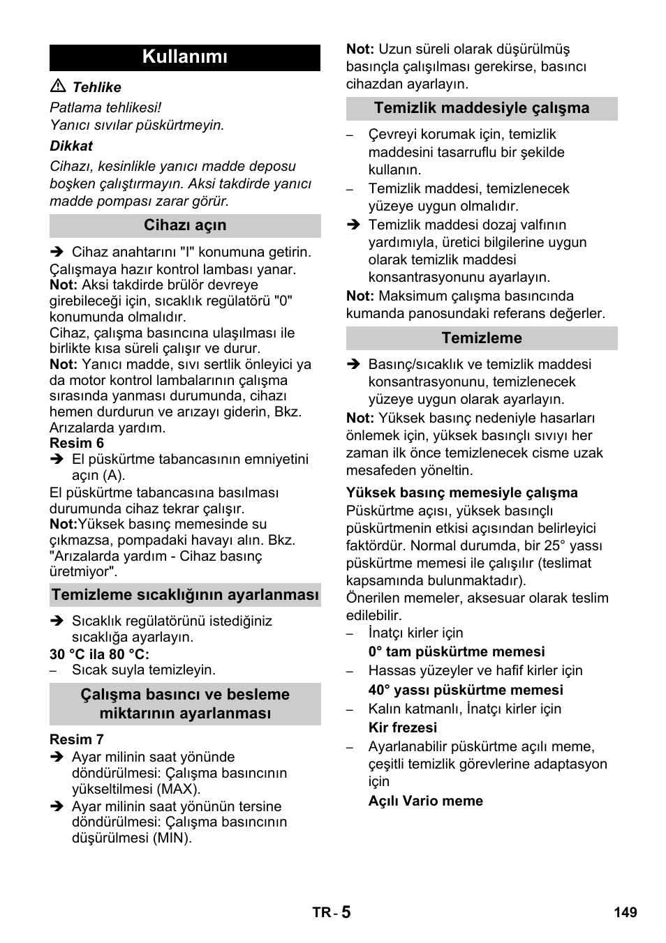 Kullanımı | Karcher HDS 650 4M BASICEU-I User Manual | Page 149 / 328