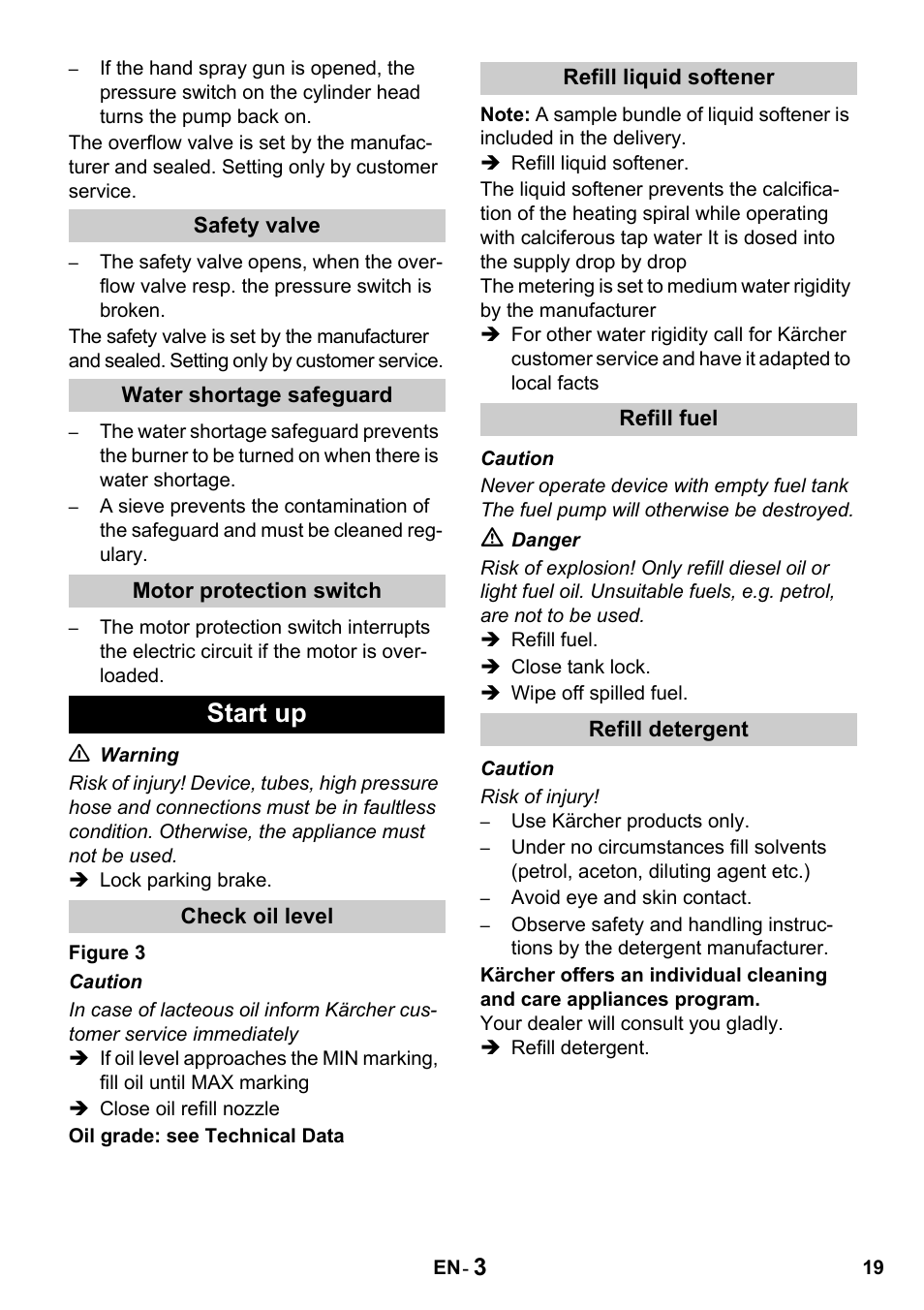 Start up | Karcher HDS 650 4M BASICEU-I User Manual | Page 19 / 328