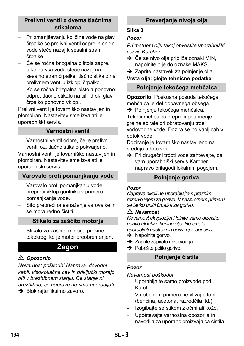 Zagon | Karcher HDS 650 4M BASICEU-I User Manual | Page 194 / 328