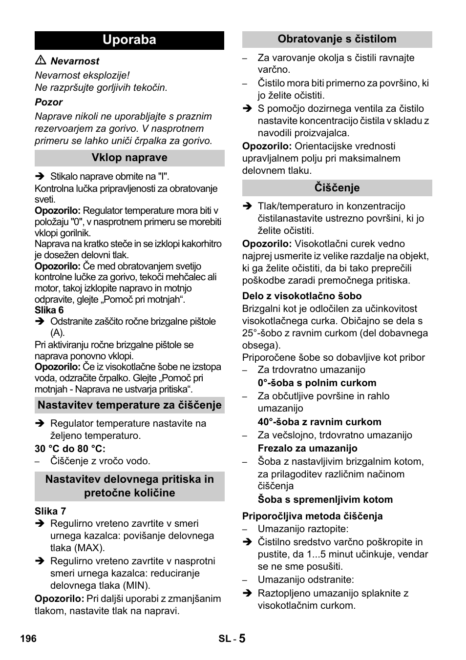 Uporaba | Karcher HDS 650 4M BASICEU-I User Manual | Page 196 / 328