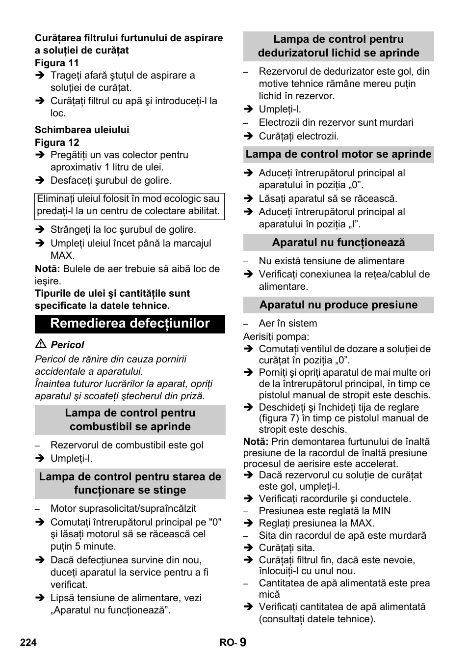 Remedierea defecţiunilor | Karcher HDS 650 4M BASICEU-I User Manual | Page 224 / 328