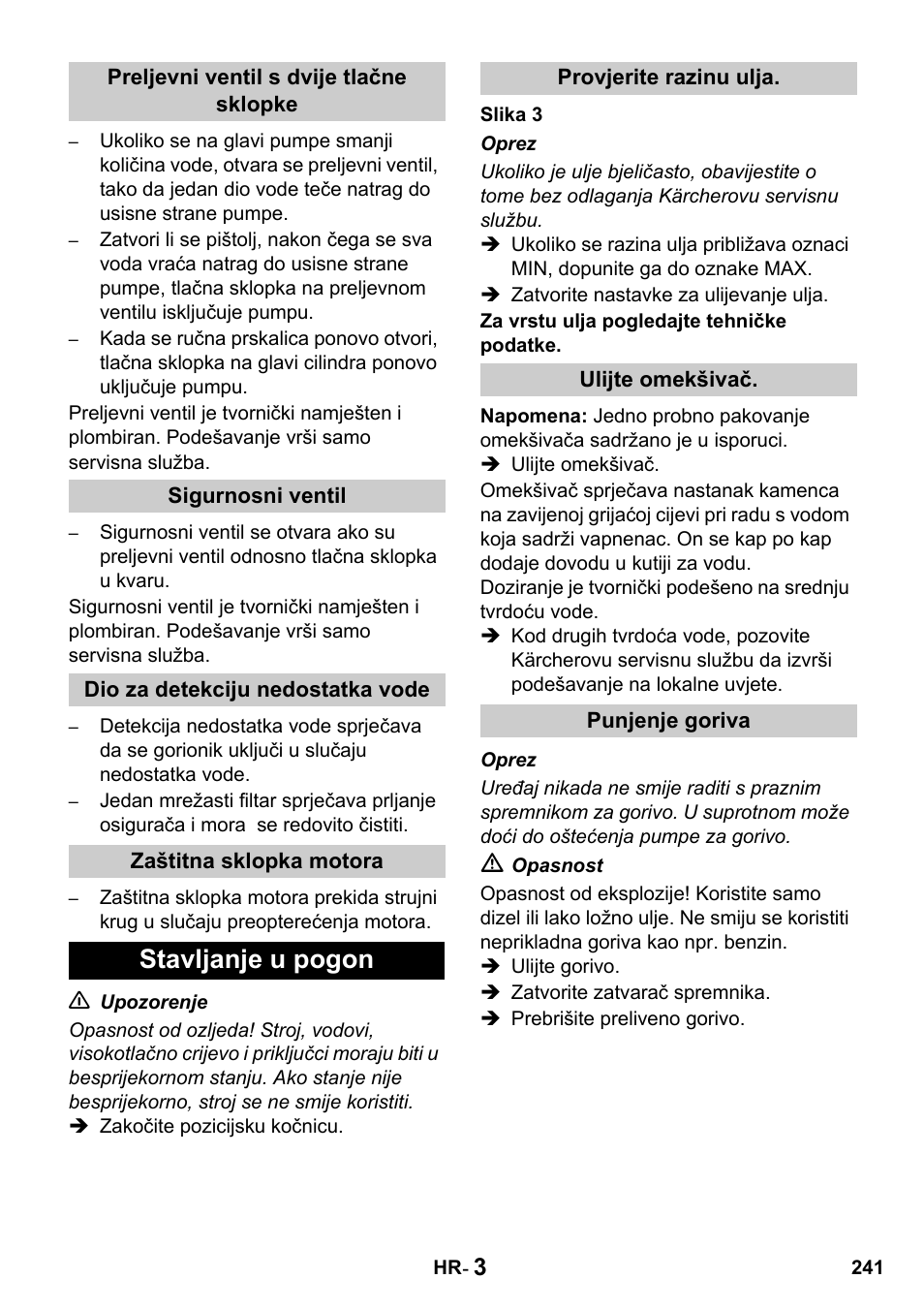 Stavljanje u pogon | Karcher HDS 650 4M BASICEU-I User Manual | Page 241 / 328