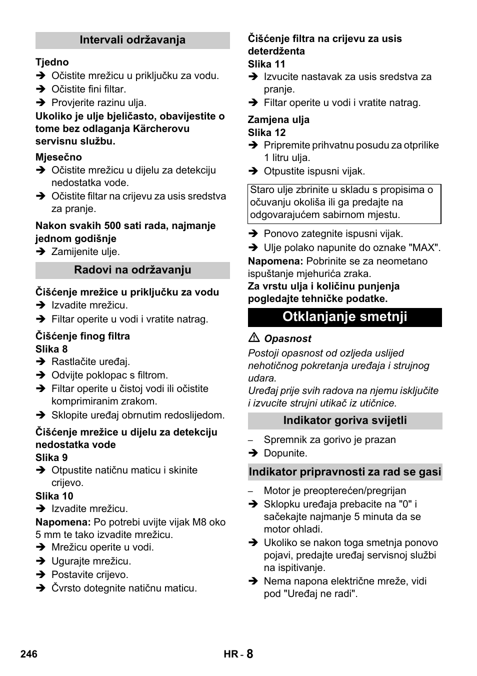 Otklanjanje smetnji | Karcher HDS 650 4M BASICEU-I User Manual | Page 246 / 328
