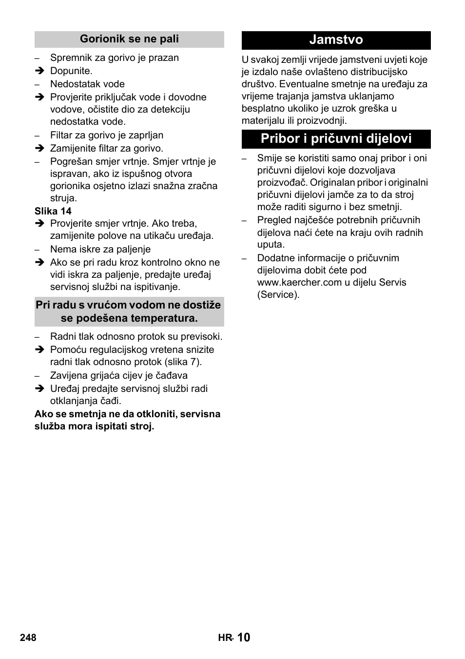Jamstvo pribor i pričuvni dijelovi | Karcher HDS 650 4M BASICEU-I User Manual | Page 248 / 328