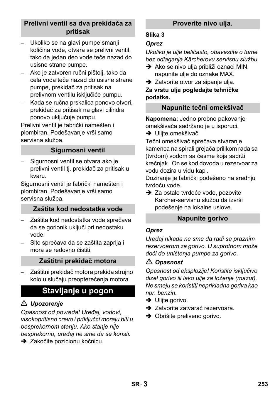 Stavljanje u pogon | Karcher HDS 650 4M BASICEU-I User Manual | Page 253 / 328